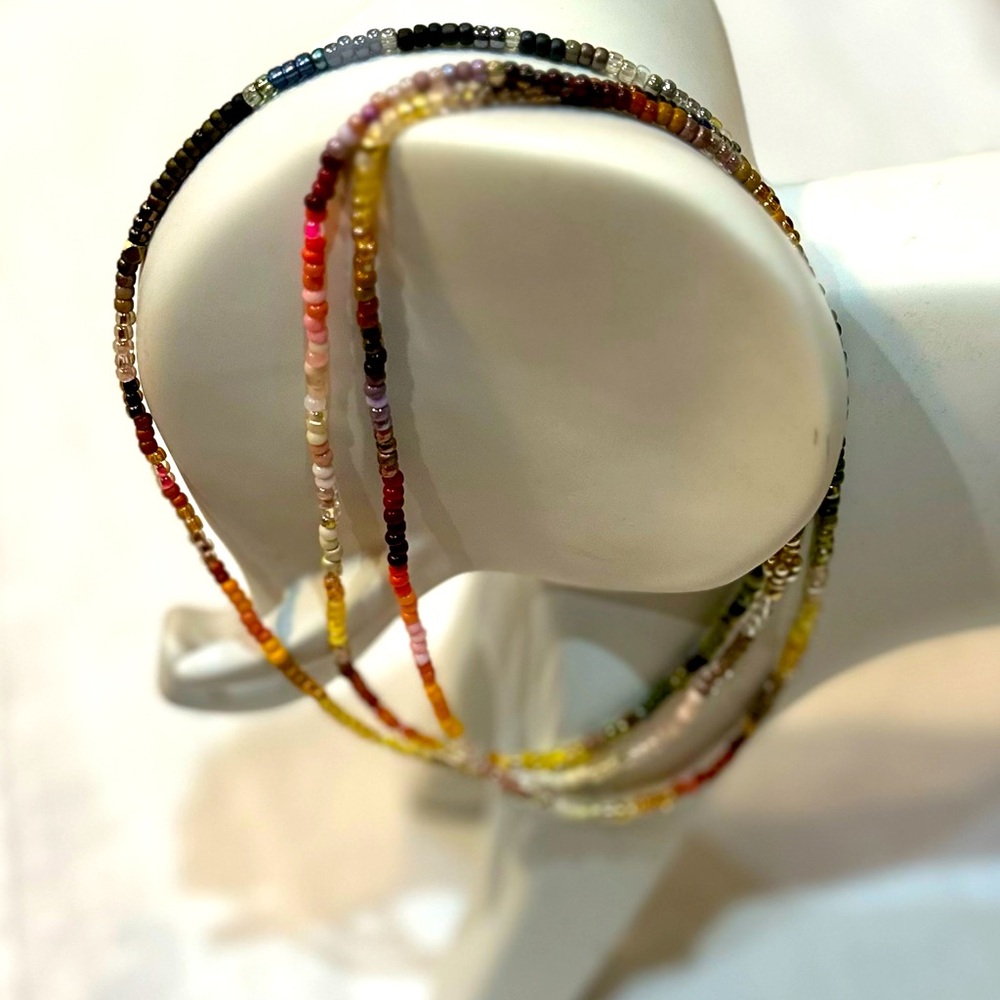 New Handmade 38” long luxe glass bead & gold necklace or bracelet. Happy colors!